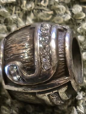 Brighton Silver-Tone 'J' Initial Slide Bead with Clear Stones